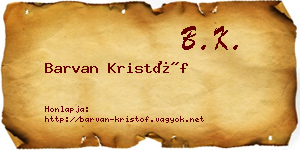 Barvan Kristóf névjegykártya